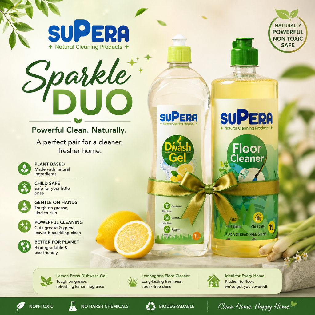 Supera Kitchen & Surface Care - Sparkle Duo (1L Each - Total 2L Pack)