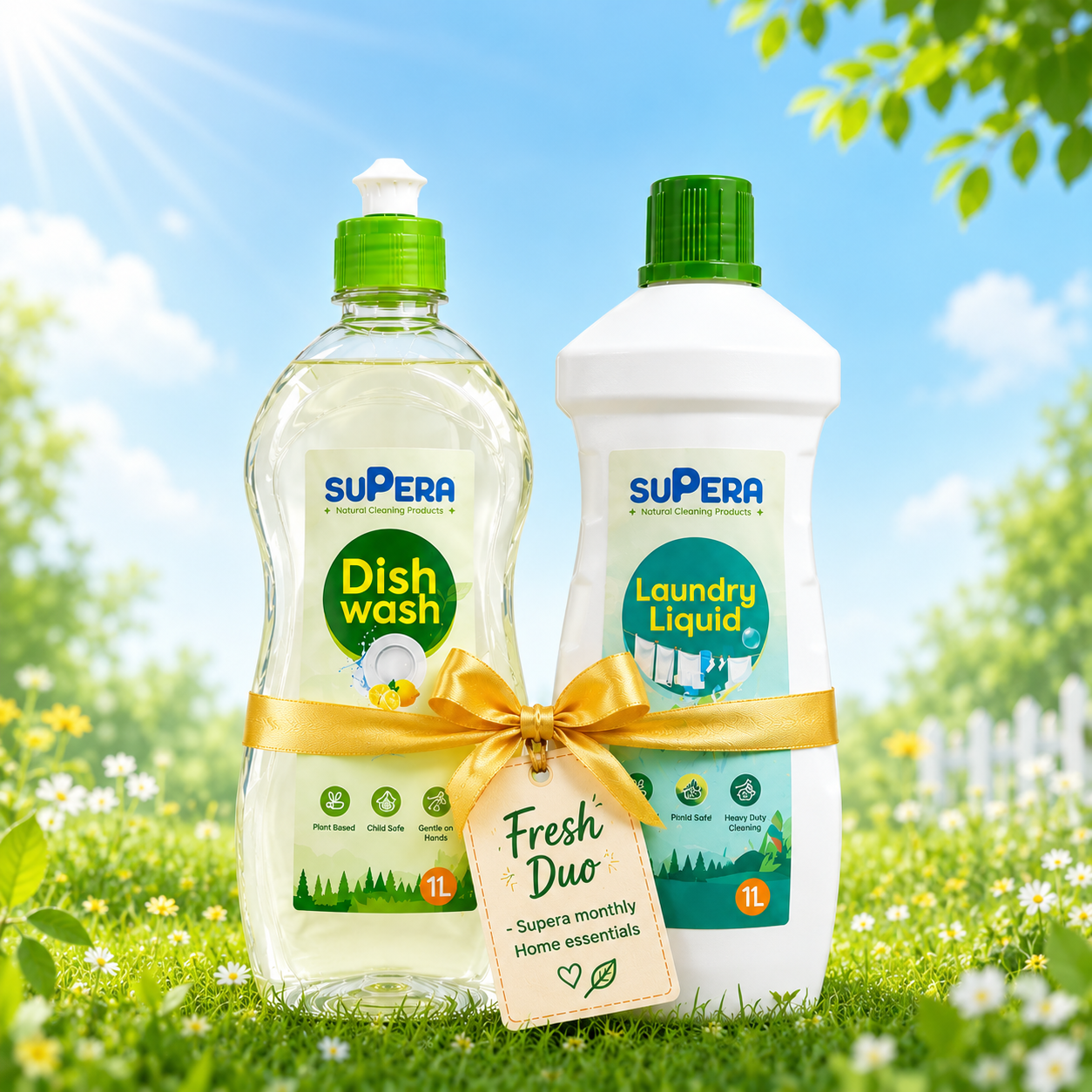 Supera Laundry & Dishwash - Fresh Duo ( 1L Each - Total 2L Pack)