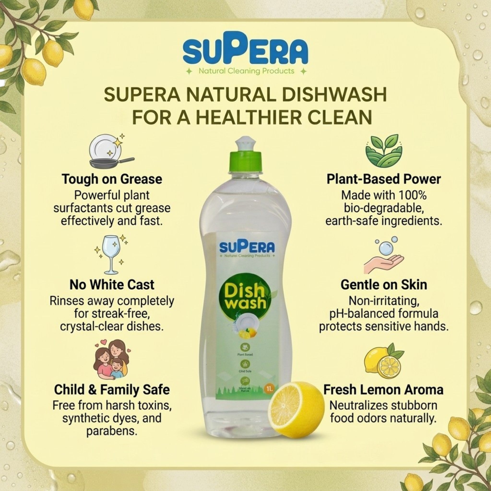 Natural Dishwashing Liquid | Lemon Fragrance