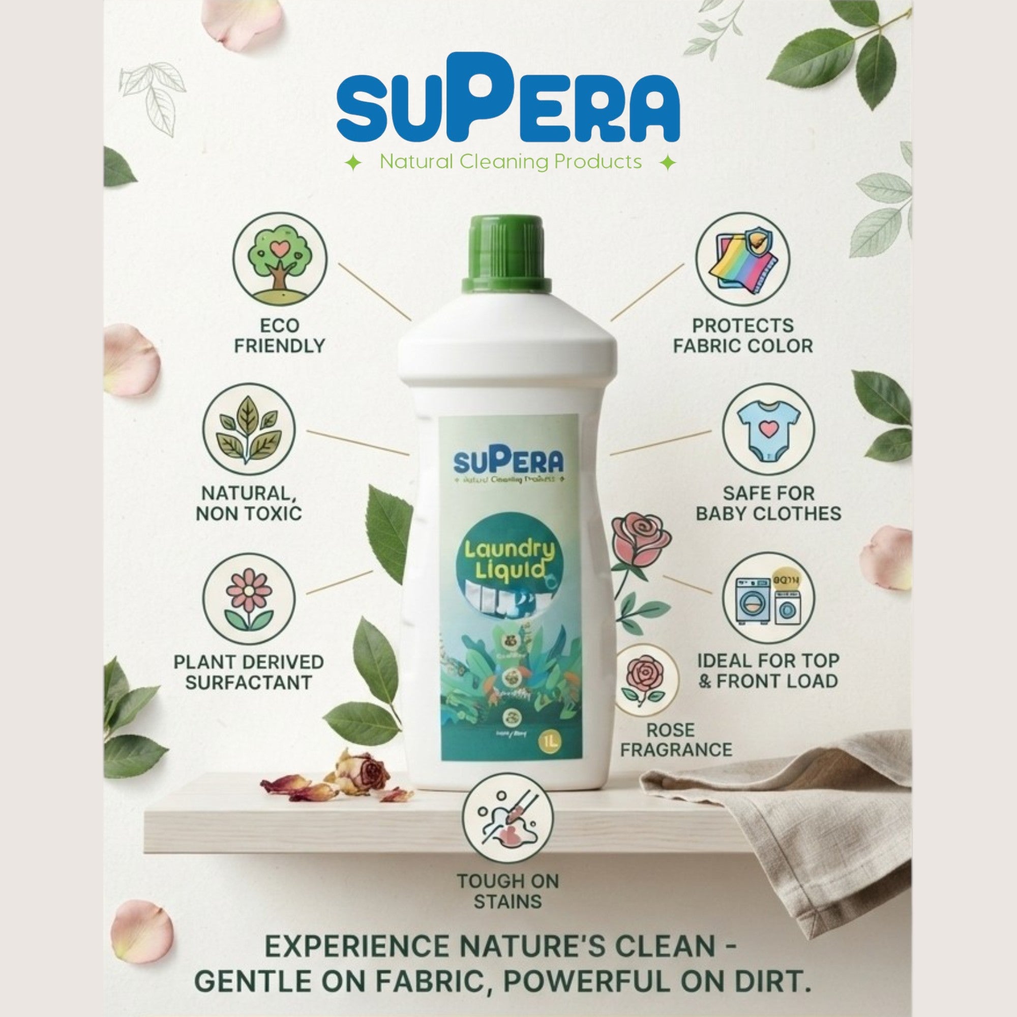 Natural Liquid Detergent | Top and Front Load | Rose Fragrance